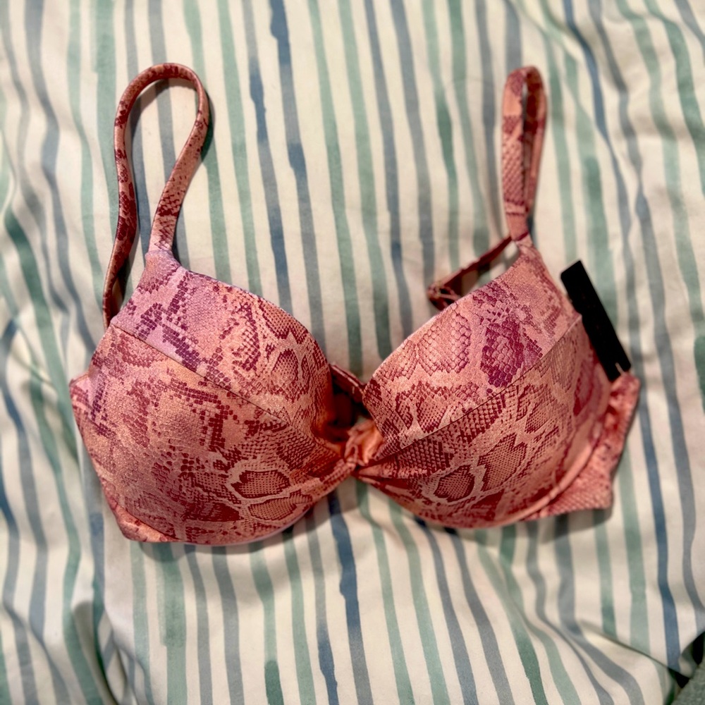 NWT Victoria’s Secret Bikini Top 32D Pink Snakeprint
